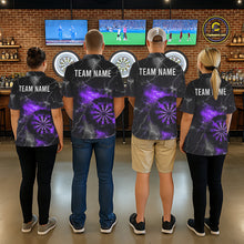 Load image into Gallery viewer, Custom Lightning Flame Purple Dart Shirt For Men, Darts Jersey Pocket Option TDM5914