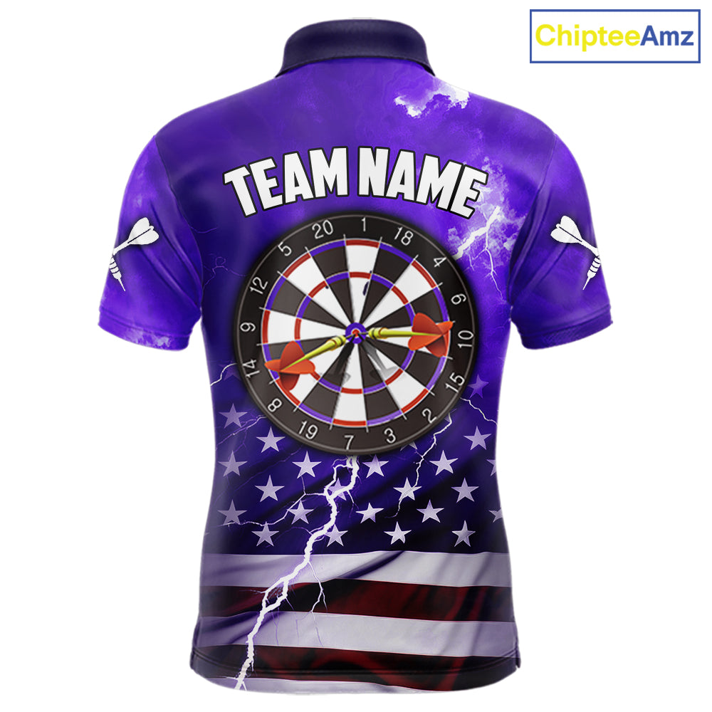 Purple Lightning US Flag Dart Shirt For Men Custom Dart Jersey Pocket Option TDM5916