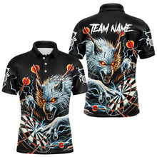 Load image into Gallery viewer, Personalized Wolf Thunder Lightning Darts Polo, Quarter Zip Custom Dart Shirts For Men Darts Jersey TDM3710