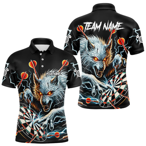 Personalized Wolf Thunder Lightning Darts Polo, Quarter Zip Custom Dart Shirts For Men Darts Jersey TDM3710