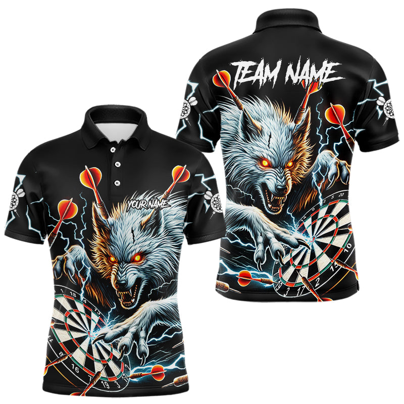 Personalized Wolf Thunder Lightning Darts Polo, Quarter Zip Custom Dart Shirts For Men Darts Jersey TDM3710