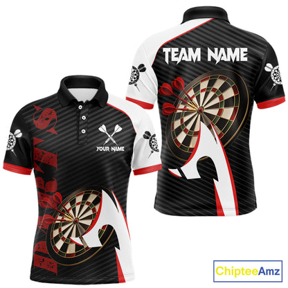 Personalized Darts Polo & Quater Zip For Men Custom Darts Tournament Team Jersey |Red TDM6067