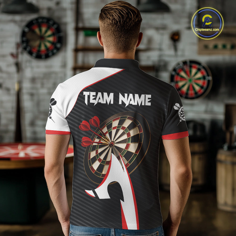 Personalized Darts Polo & Quater Zip For Men Custom Darts Tournament Team Jersey |Red TDM6067