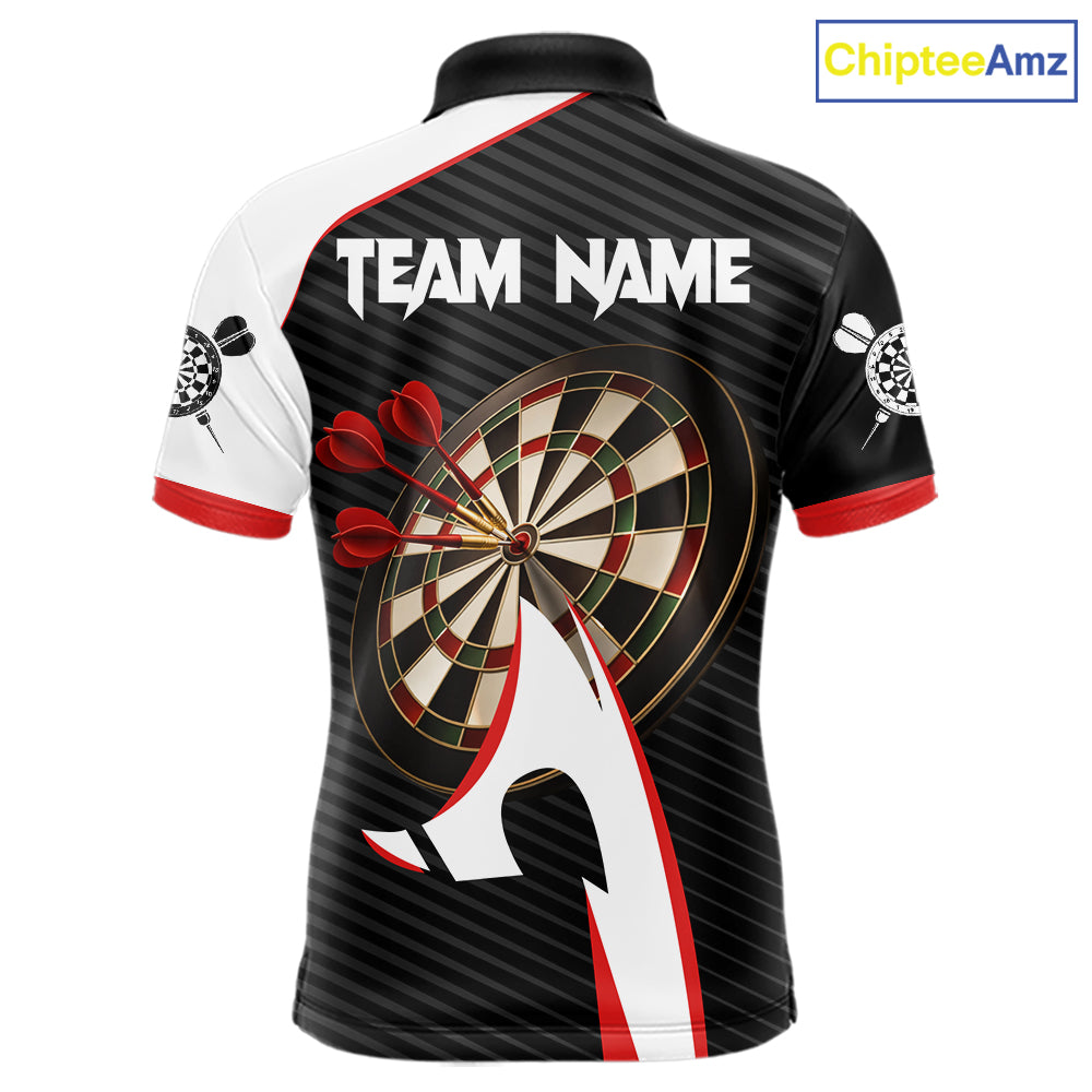 Personalized Darts Polo & Quater Zip For Men Custom Darts Tournament Team Jersey |Red TDM6067