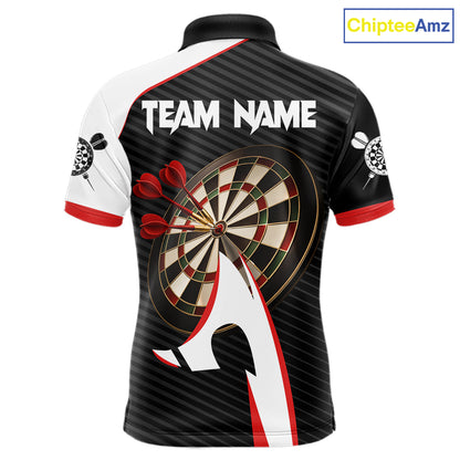Personalized Darts Polo & Quater Zip For Men Custom Darts Tournament Team Jersey |Red TDM6067