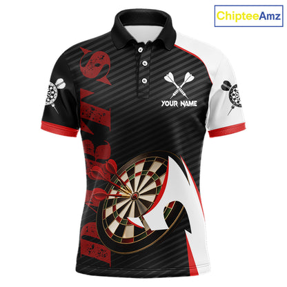 Personalized Darts Polo & Quater Zip For Men Custom Darts Tournament Team Jersey |Red TDM6067
