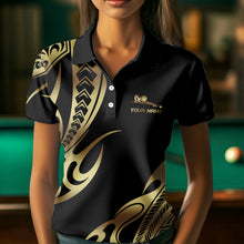 Load image into Gallery viewer, Personalized Black &amp; Gold Tribal Pattern 8 Ball Pool Billiard Shirts For Women Billiard Attire Gifts NYN2821