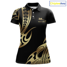 Load image into Gallery viewer, Personalized Black &amp; Gold Tribal Pattern 8 Ball Pool Billiard Shirts For Women Billiard Attire Gifts NYN2821