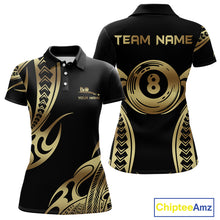 Load image into Gallery viewer, Personalized Black &amp; Gold Tribal Pattern 8 Ball Pool Billiard Shirts For Women Billiard Attire Gifts NYN2821