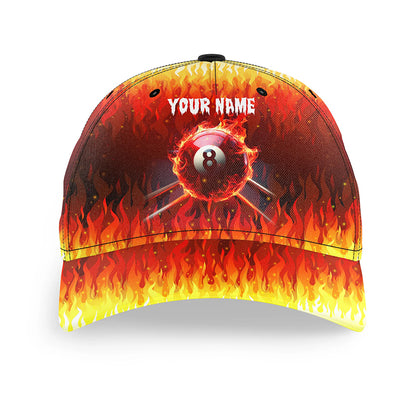 Personalized 3D 8 Ball Pool Fire Billiard Hats Custom Name Billiard Baseball Caps For Pooler TDM1433