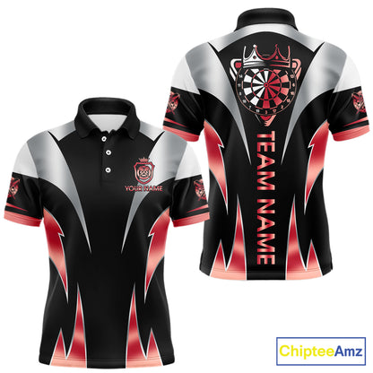 Personalized Crown Darts Shirt For Men Custom Darts Tournament Jersey Team Polo & 1/4 Zip |Red TDM6315