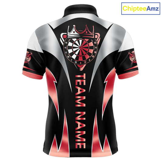 Personalized Crown Darts Shirt For Men Custom Darts Tournament Jersey Team Polo & 1/4 Zip |Red TDM6315