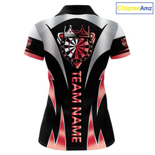 Load image into Gallery viewer, Personalized Crown Darts Shirt For Women Custom Darts Tournament Jersey Team Polo &amp; 1/4 Zip |Red TDM6315