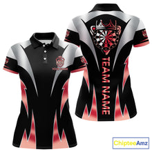 Load image into Gallery viewer, Personalized Crown Darts Shirt For Women Custom Darts Tournament Jersey Team Polo &amp; 1/4 Zip |Red TDM6315
