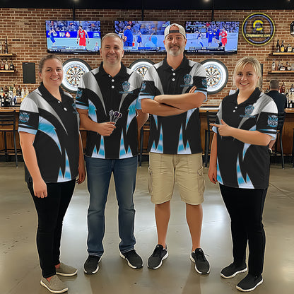 Personalized Crown Darts Shirt For Men Custom Darts Tournament Jersey Team Polo & 1/4 Zip |Blue TDM6316