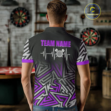 Load image into Gallery viewer, Personalized Darts Heartbeat Zig-Zag Pattern Custom Dart Shirts For Men, Dart Team Jersey|Purple TDM3983