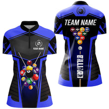 Load image into Gallery viewer, Personalized Blue Jersey 10 Ball Billiard Shirt For Women Custom 3D Billiard Balls Pool League Shirts TDM1806