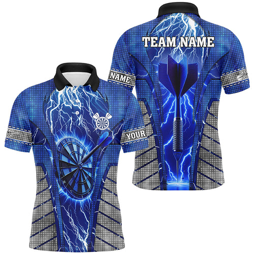 Personalized Blue Dartboard Thunder Lightning Darts Shirts For Men, Team League Darts Jerseys TDM2215