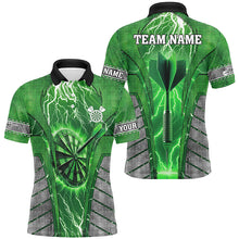 Load image into Gallery viewer, Personalized Green Dartboard Thunder Lightning Darts Shirts For Men, Team League Darts Jerseys TDM2216