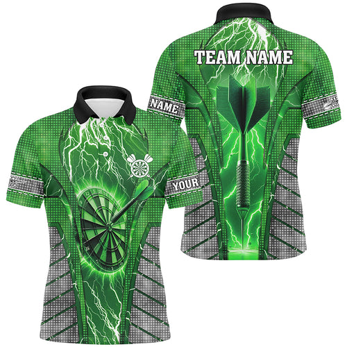 Personalized Green Dartboard Thunder Lightning Darts Shirts For Men, Team League Darts Jerseys TDM2216