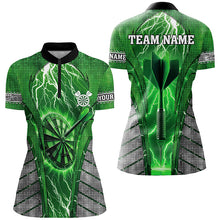 Load image into Gallery viewer, Personalized Green Dartboard Thunder Lightning Darts Shirts For Women, Team League Darts Jerseys TDM2216