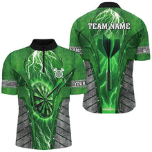 Load image into Gallery viewer, Personalized Green Dartboard Thunder Lightning Darts Shirts For Men, Team League Darts Jerseys TDM2216