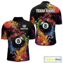 Load image into Gallery viewer, Colorful Billiard Jersey Polo &amp; 1/4 Zip For Men Custom Funny 8 Ball Pool Billiard Team Jersey TDM4575