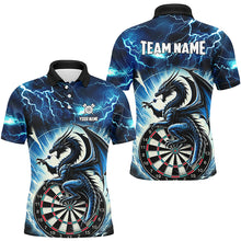 Load image into Gallery viewer, Lightning Thunder Dragon Custom Blue Darts Polo &amp; 1/4 Zip Shirts For Men, Darts Team League Jerseys TDM2477