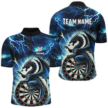 Load image into Gallery viewer, Lightning Thunder Dragon Custom Blue Darts Polo &amp; 1/4 Zip Shirts For Men, Darts Team League Jerseys TDM2477