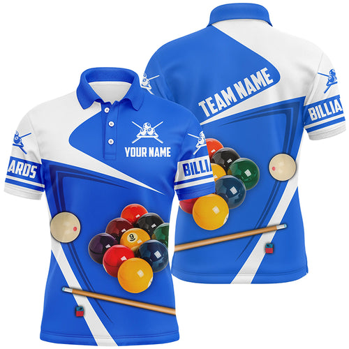 Personalized Billiard Ball Blue Version 3D Polo Shirts For Men Custom Billiard Team Uniform Shirts TDM0348