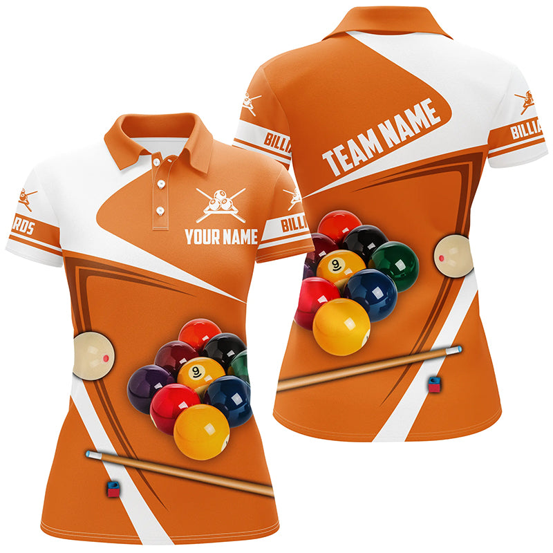 Personalized Billiard Ball Orange Version 3D Women Polo Shirts  Custom Billiard Team Uniform Shirts TDM0350
