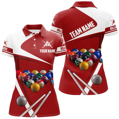 Personalized Red Billiard 3D Printed Women Polo Shirts Custom Billiard Team Uniform Shirts TDM0352