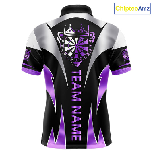 Personalized Crown Darts Shirt For Men Custom Darts Tournament Jersey Team Polo & 1/4 Zip |Purple TDM7849