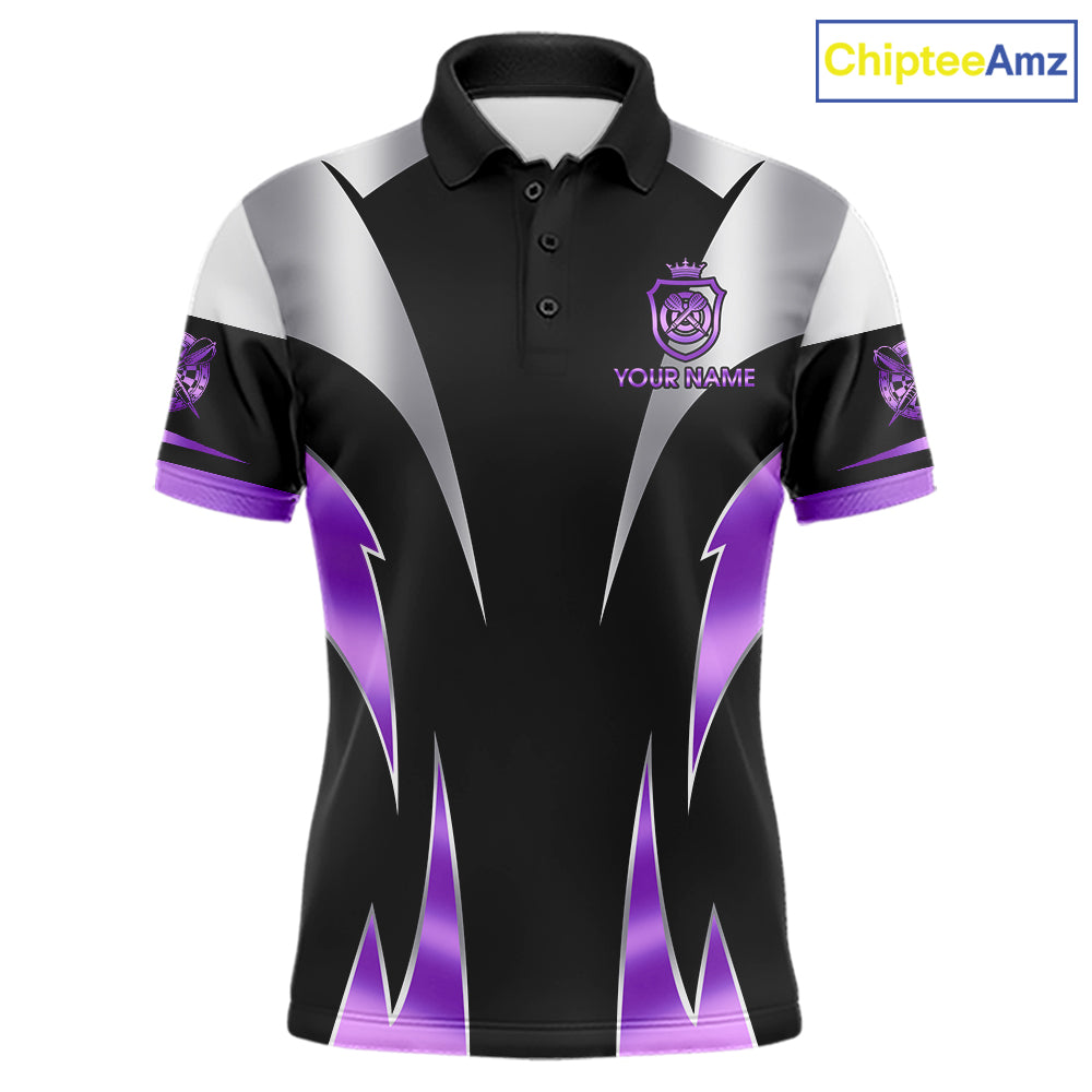 Personalized Crown Darts Shirt For Men Custom Darts Tournament Jersey Team Polo & 1/4 Zip |Purple TDM7849