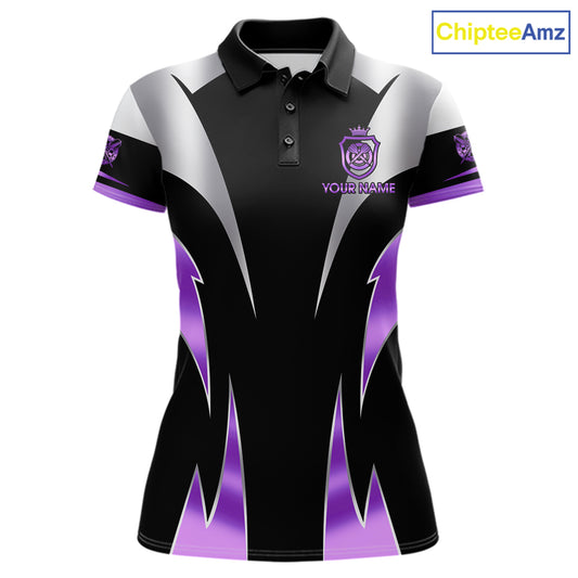 Personalized Crown Darts Shirt For Women Custom Darts Tournament Jersey Team Polo & 1/4 Zip |Purple TDM7849