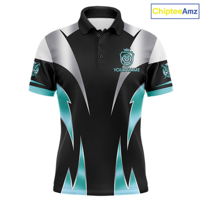 Personalized Crown Darts Shirt For Men Custom Darts Tournament Jersey Team Polo & 1/4 Zip |Teal TDM7850