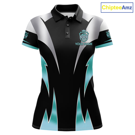 Personalized Crown Darts Shirt For Women Custom Darts Tournament Jersey Team Polo & 1/4 Zip |Teal TDM7850
