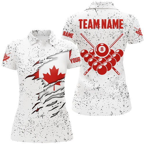 8 Ball Pool Canadian Flag Personalized Billiard Women's Shirts Custom 8 Ball Pool Polo Shirts TDM0548