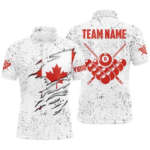 8 Ball Pool Canadian Flag Personalized Billiard Men's Shirts Custom 8 Ball Pool Polo Shirts TDM0548