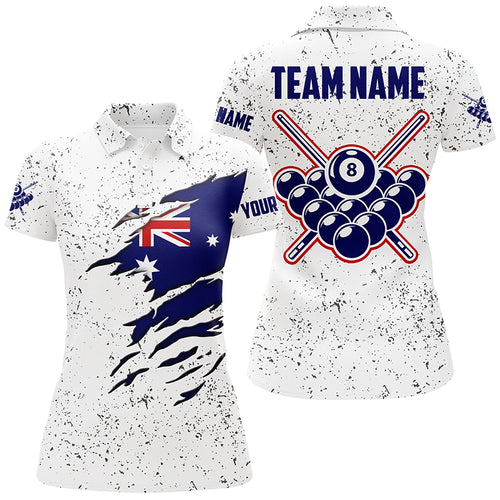 8 Ball Pool Australia Flag Personalized Billiard Women's Shirts Custom 8 Ball Pool Polo Shirts TDM0549