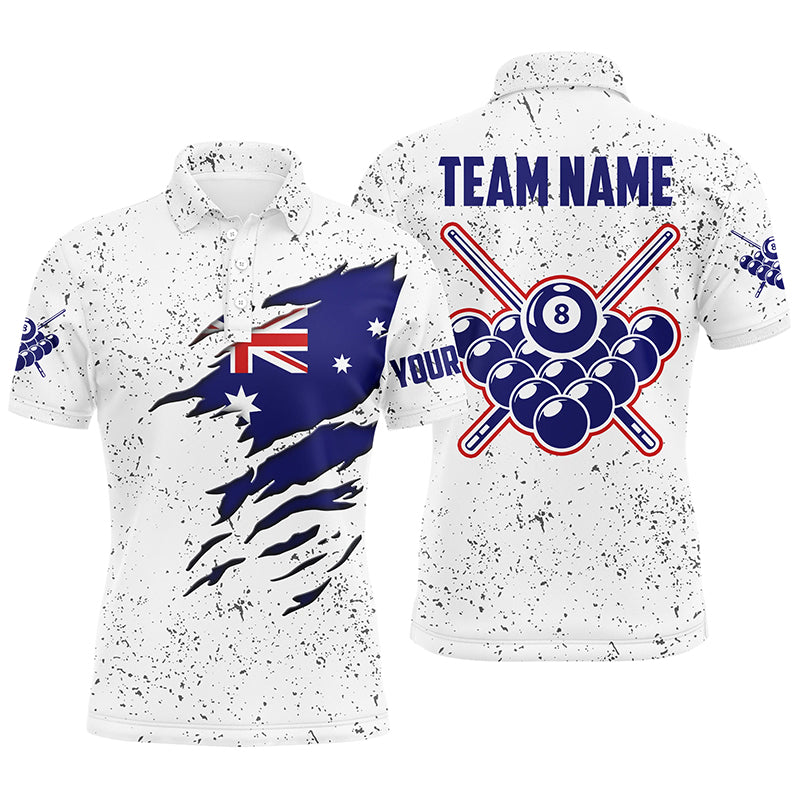 8 Ball Pool Australia Flag Personalized Billiard Men's Shirts Custom 8 Ball Pool Polo Shirts TDM0549