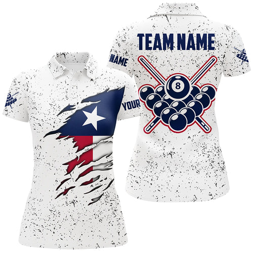 8 Ball Pool Texas Flag Personalized Billiard Polo Shirts For Women Custom 8 Ball Pool Polo Shirts TDM0550