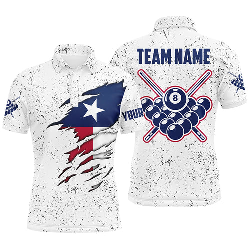 8 Ball Pool Texas Flag Personalized Billiard Polo Shirts For Men Custom 8 Ball Pool Polo Shirts TDM0550