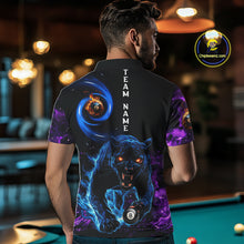 Load image into Gallery viewer, Personalized Blue Purple  Flaming 3D Panther Billiard Shirts For Men, Cool Team Billiard Jerseys TDM5196