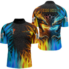 Load image into Gallery viewer, Personalized Dragon Water Fire 3D Dart Polo &amp; Quarter Zip Custom Dart Shirts For Men Dart Jerseys TDM3213
