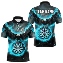 Load image into Gallery viewer, Personalized Blue Cyan Fire Flame Dartboard Eagle 3D Men Dart Shirt, Darts League Team Shirt Jersey TDM3220