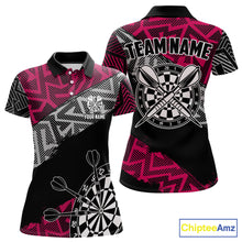 Load image into Gallery viewer, Custom Darts Shirts For Women Personalized Zig-Zag Pattern Dart Jersey, Cool Darts Team Shirts|Pink TDM5453