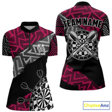 Load image into Gallery viewer, Custom Darts Shirts For Women Personalized Zig-Zag Pattern Dart Jersey, Cool Darts Team Shirts|Pink TDM5453