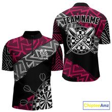 Load image into Gallery viewer, Custom Darts Shirts For Men Personalized Zig-Zag Pattern Dart Jersey, Cool Darts Team Shirts|Pink TDM5453