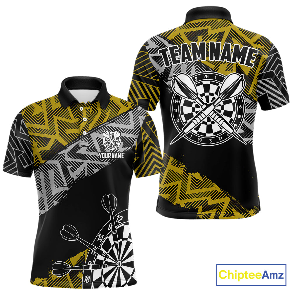 Custom Darts Shirt For Men Personalized Zig-Zag Pattern Dart Jersey, Cool Dart Team Shirts|Yellow TDM5454
